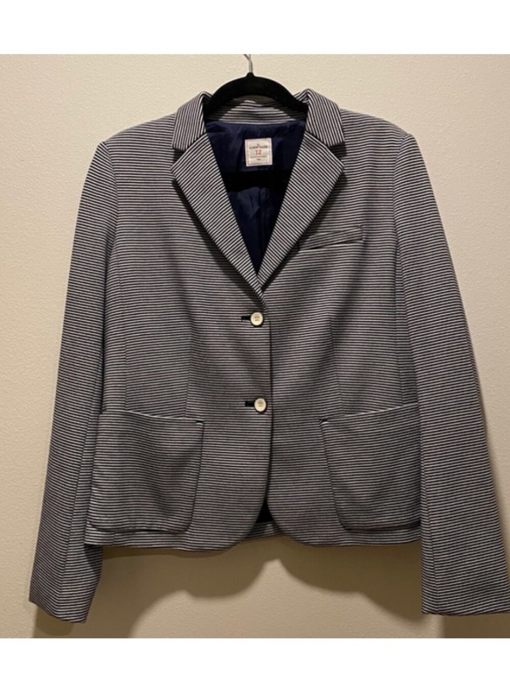 GAP Academy Navy and White Striped Knit Blazer - Picture 2 of 9
